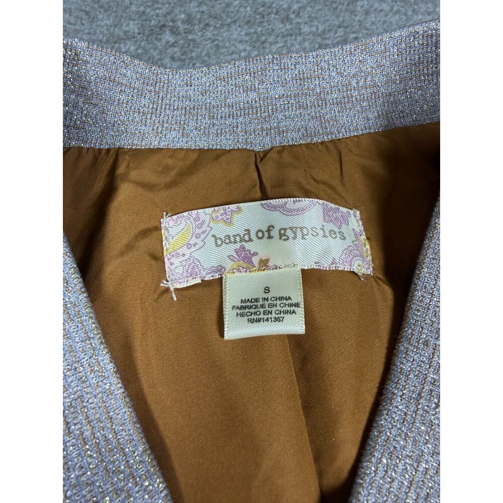 Band of Gypsies L'Astra Gold Velvet Star Embroidered Bomber Jacket Women S Boho - Picture 4 of 10